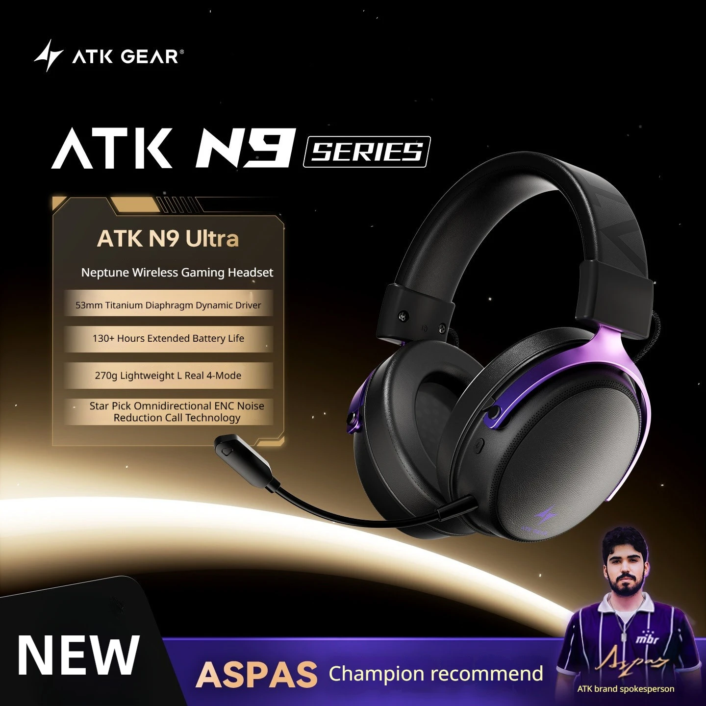 

Беспроводные наушники Atk Neptune N9 Pro/Ultra с 130-часовым временем автономной работы, 4 режима, для киберспорта, оранжевые/розовые/белые/черные, подарок для мальчиков