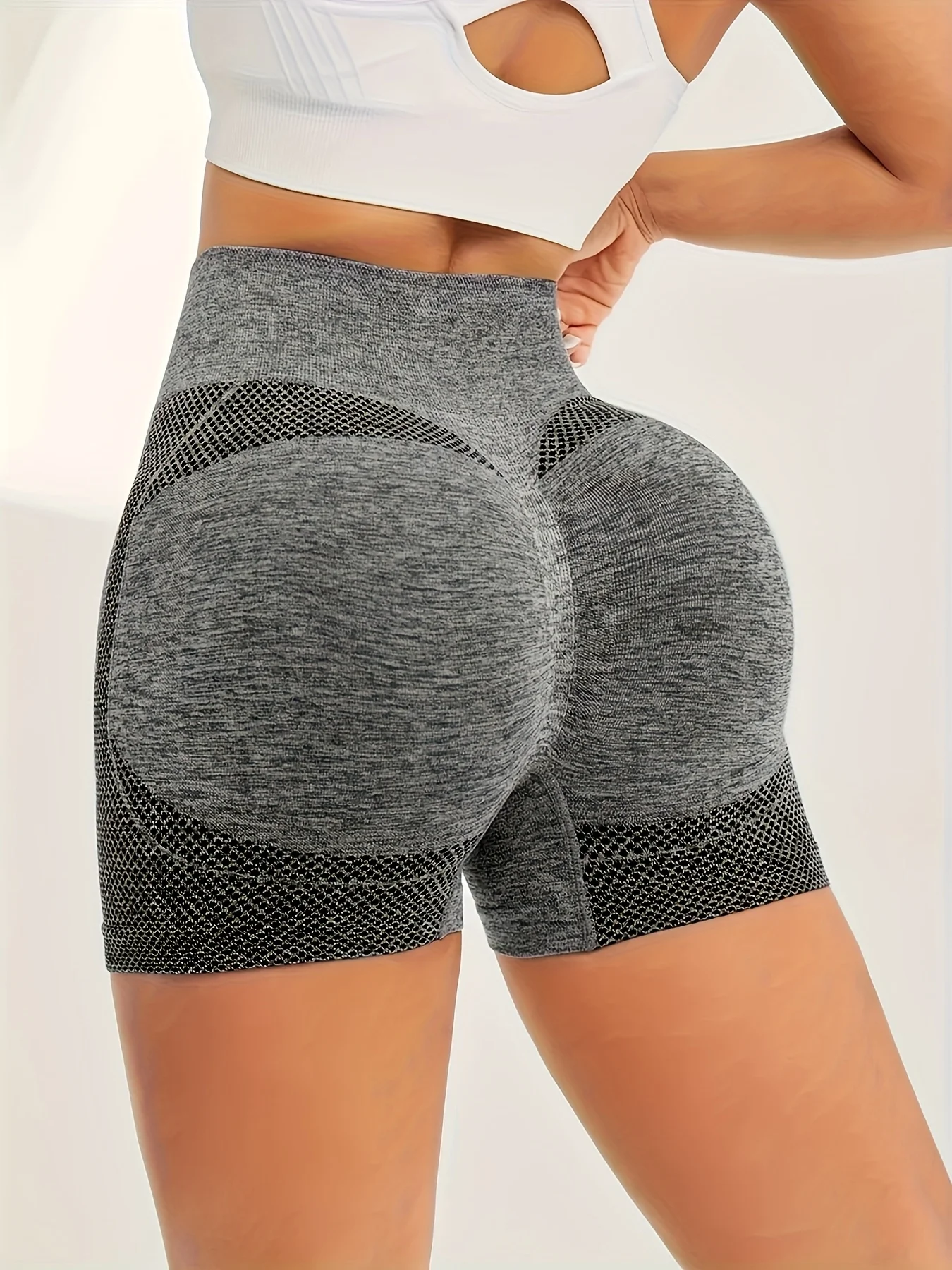 سراويل رياضية نسائية عالية الخصر بلون سادة - مرونة عالية، ماصة للرطوبة قابلة للتنفس، سراويل ضيقة قابلة للتنفس #5