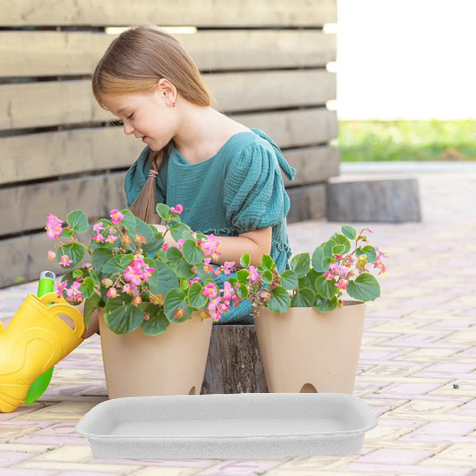 4Pcs Long Rectangle Plant Drip Tray Plastic Growing Tray Rectangular Saucer for Indoor Plants Water Catcher Floor Protection