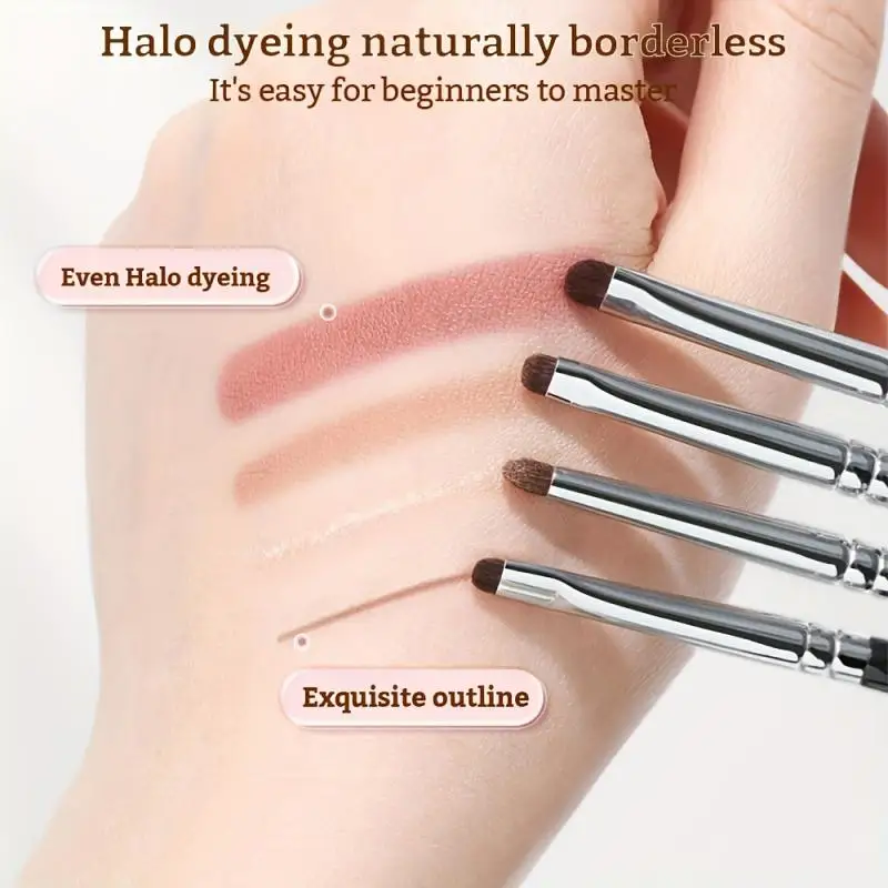 4PCS Eye Shadow Highlighting Nose Contour Eyebrow Brush Set, Soft And Skin-Friendly Makeup Tool, Portable Travel Makeup Brush