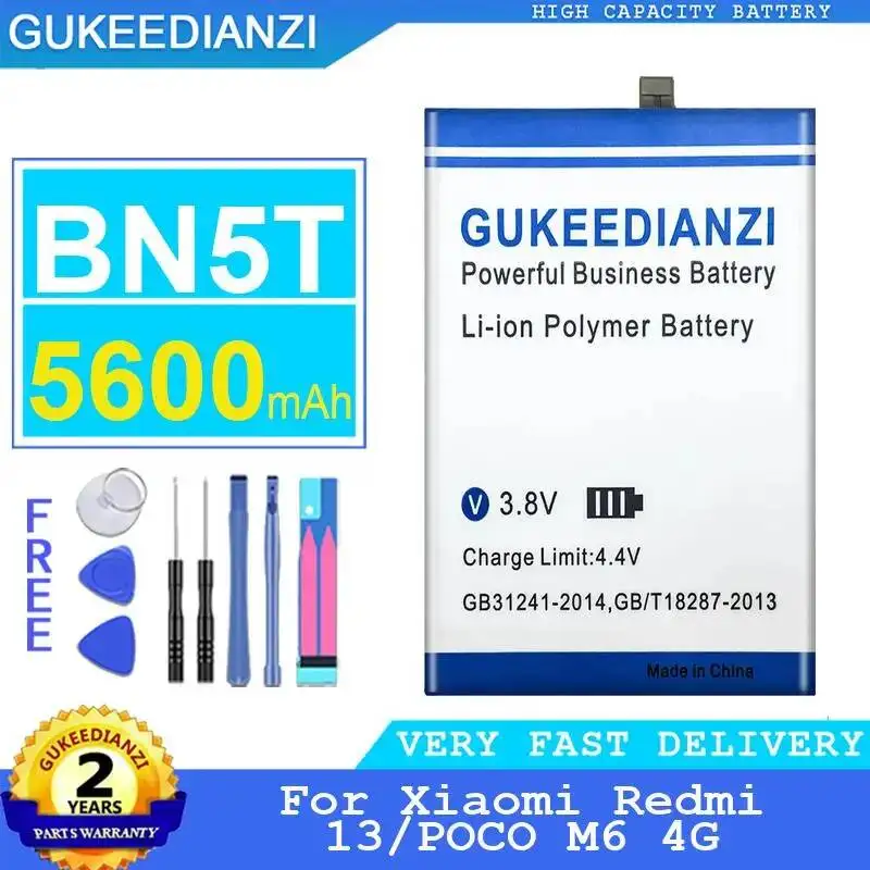 

Long-Lasting BN5T 5600mAh For Xiaomi Redmi 13 Poco M6 4G Mobile Phone Battery