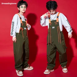 Girls Hip Hop Contrast Loose Overalls Boys Baggy Pants Dungaree Trousers Kids Jumpsuit Street Dance Wear Romper Child Streetwear