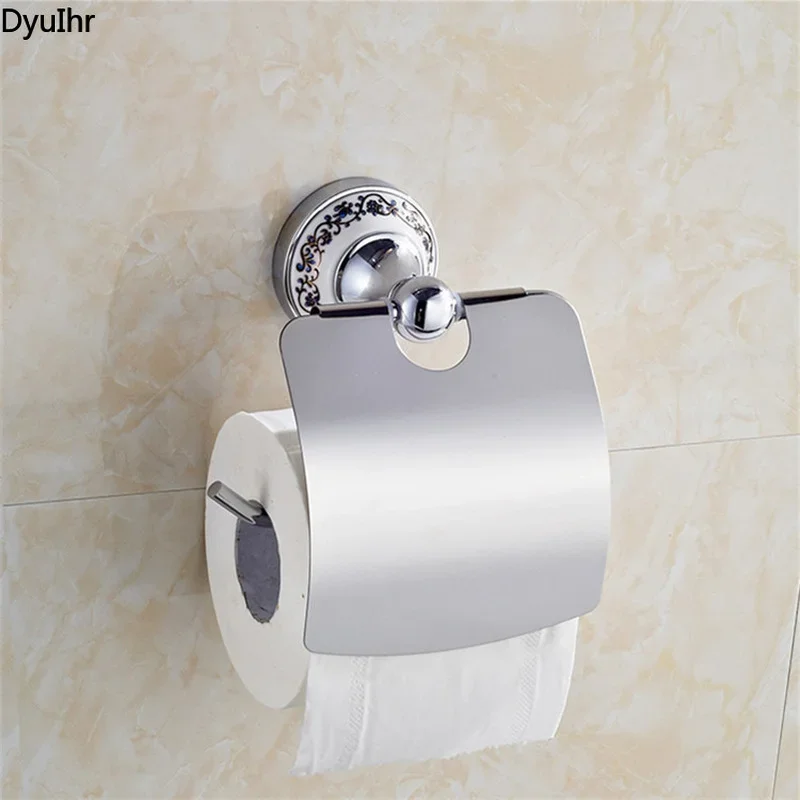 

Держатель для туалетной бумаги из нержавеющей стали, держатель для туалетной бумаги, вешалка для аксессуаров для ванной комнаты, сине-белый фарфоровый держатель для бумажных полотенец