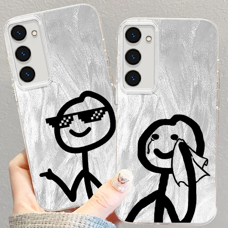 

Cartoon Matchman Cute Art For Samsung S24 S23 S21 FE Plus Ultra A03 A25 A23 A22 A21S A15 A14 A12 5G Feather Yarn Cover