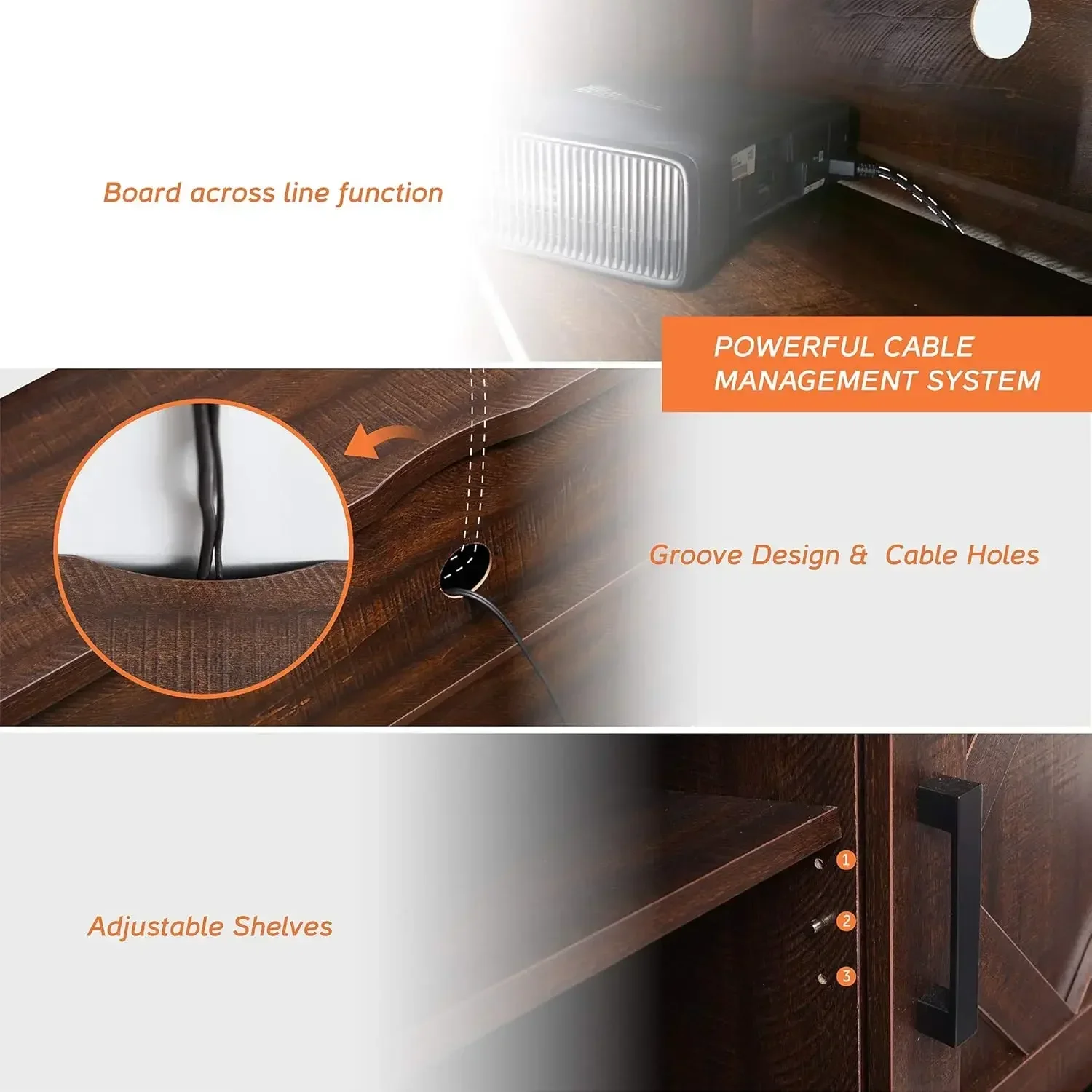 [Nova Chegada, Estoque Limitado! ]Suporte de TV moderno 3 em 1 para 75 85 95" TVs Centro de entretenimento de madeira