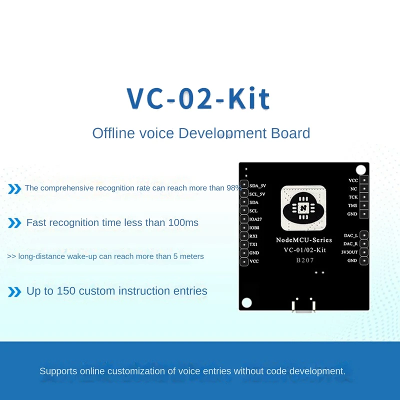 VC-02-Kit 하이 퀄리티 교체 AI 지능형 오프라인 개발 보드, 음성 인식 제어 모듈