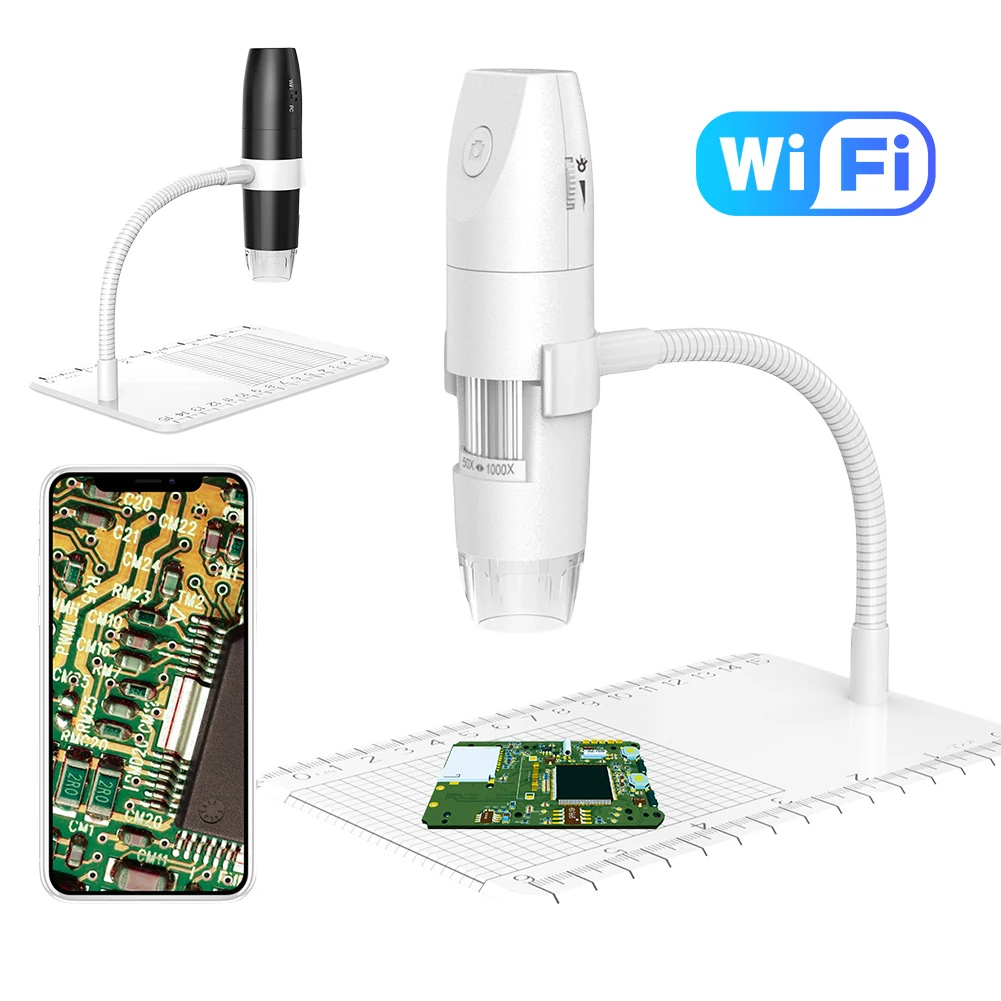 1000X WiFi USB Digital Microscope Soldering Coin Microscope 4.3inch Screen Photo/Video Microscope PC View Windows/Mac Compatible