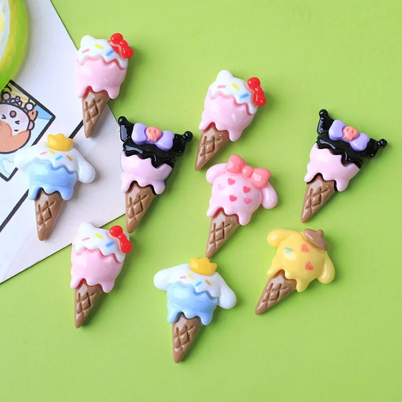 10pcs Colorful Resin cute Anime Puppy Cat Ice Cream Flatback Cabochon Scrapbook Craft DIY Accessory Home Decor Figurine Craft