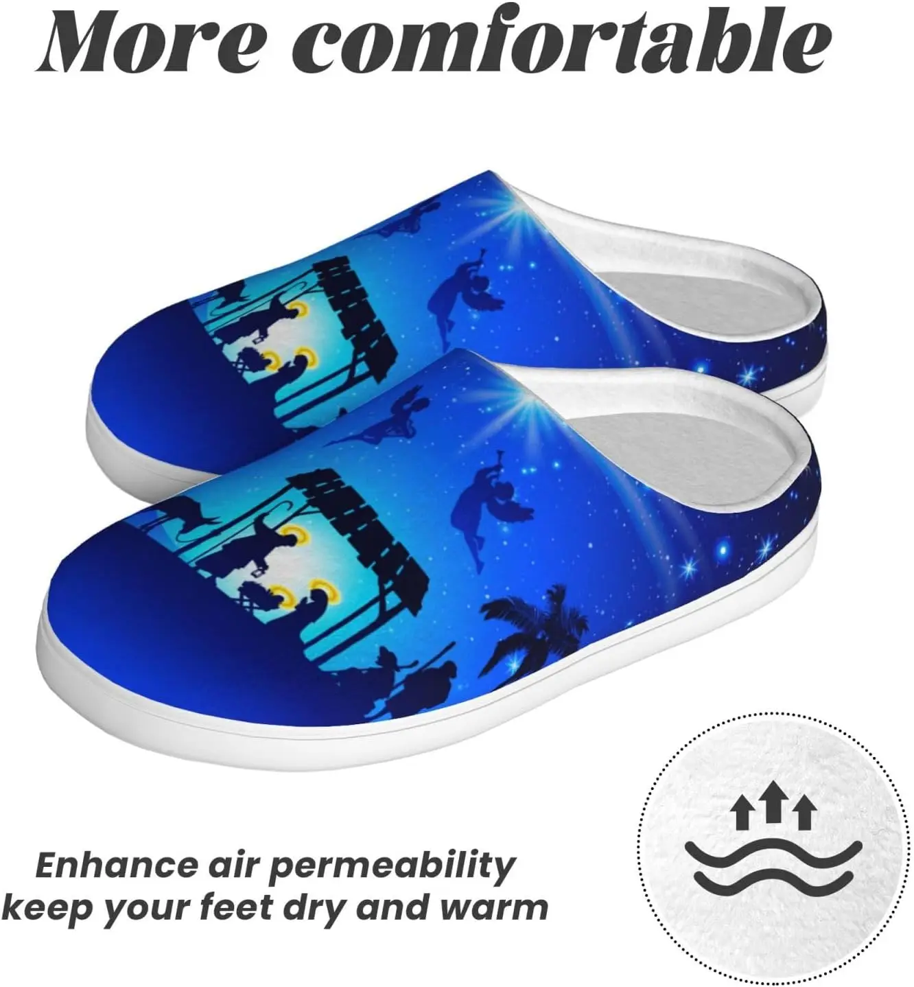 عيد الميلاد مشهد المهد المسيحي الكبار النعال القطنية المنزل أحذية الملاعب المغطاة #5