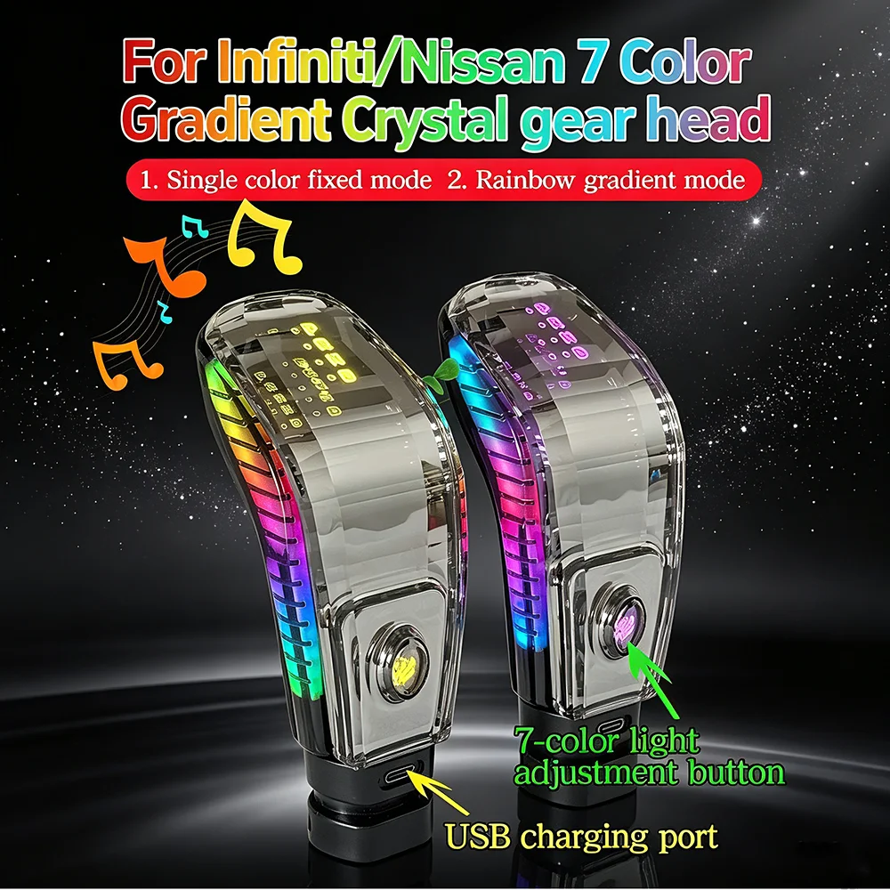 

For Infiniti Q50/Q50S/Q60/QX80/Q60S/Q70/QX70/QX50/ M G Series/EX/FX Crystal LED Gear Shift Knob shifter lever car interior Shift