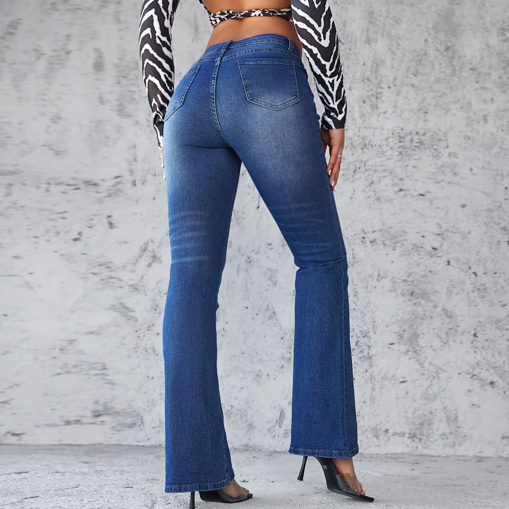 

Flare Pant Women Jeans Denim Long Pants Slim Bodycon High Waist Straight Trousers Y2k Streetwear Work Casual Elegant Mom Jeans