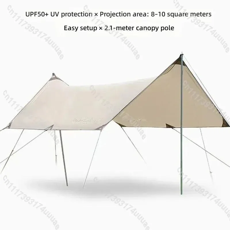 Custom Hexagonal Canopy Tent Outdoor Camping Awning Silver Coated Square Sunshade with Curtains for Picnic Beach Patio