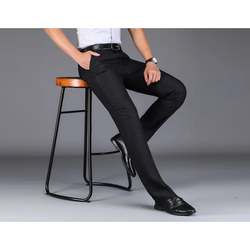 Middle-Aged Business Suit Pants Men's Summer Loose plus Size Straight Versatile Simple Classic Office High-End Casual Pants