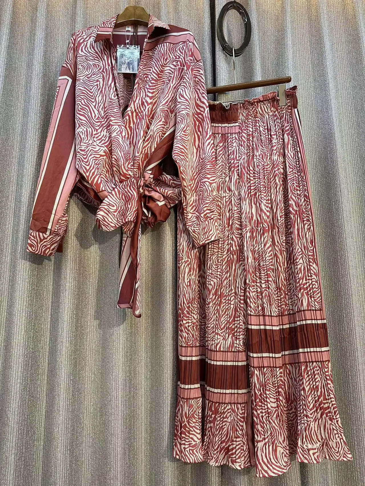 Luxury 2024 New Popular Fashion Autumn For Women Long Sleeves Print Shirt Two-piece Set Casual Elegant Wide Leg Pants Suit Y2k