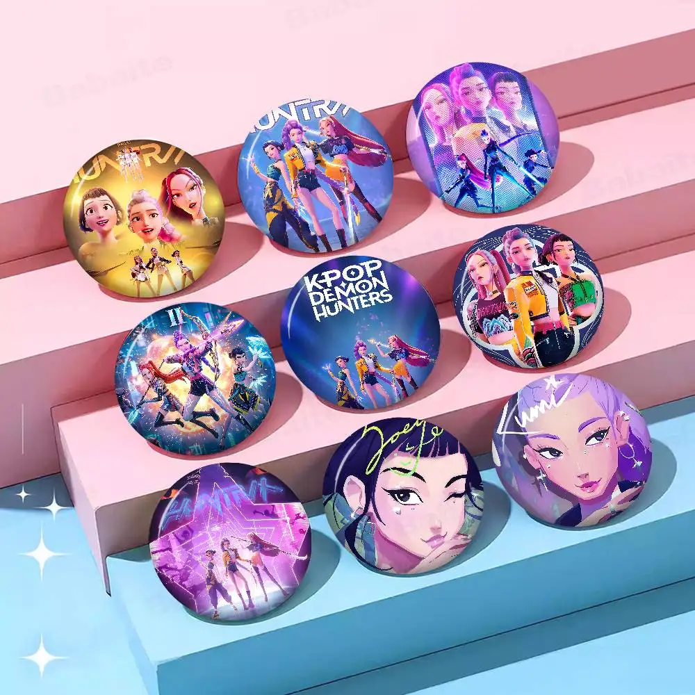 Cartoon Movie K-Pop Demon Hunters Button Pin Handmade Brooch for Clothes Cartoon Badge Backpack Decoration Jewelry Accessories