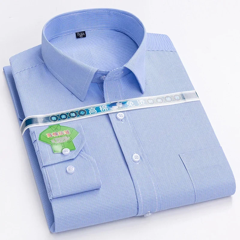 

2023 Mans Iron Free Easy Care Long Sleeve Chemise Homme for Men Mens Clothing White Work Office Shirts