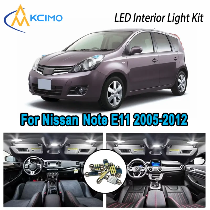 

High-Quality LED Interior Kit for Nissan Note E11 2005-2012 2007 2008 2009 Premium Error-Free Dome Map Trunk Automotive Lamps