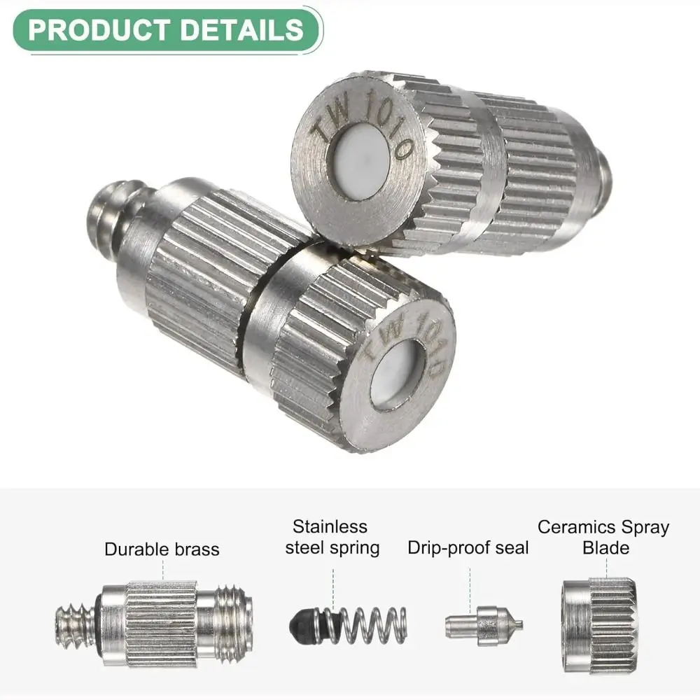 Durable 3/16 Inch Misting Nozzle Brass With Filter Inside Atomization Sprayer 0.1mm~0.5mm Fog Spray Head