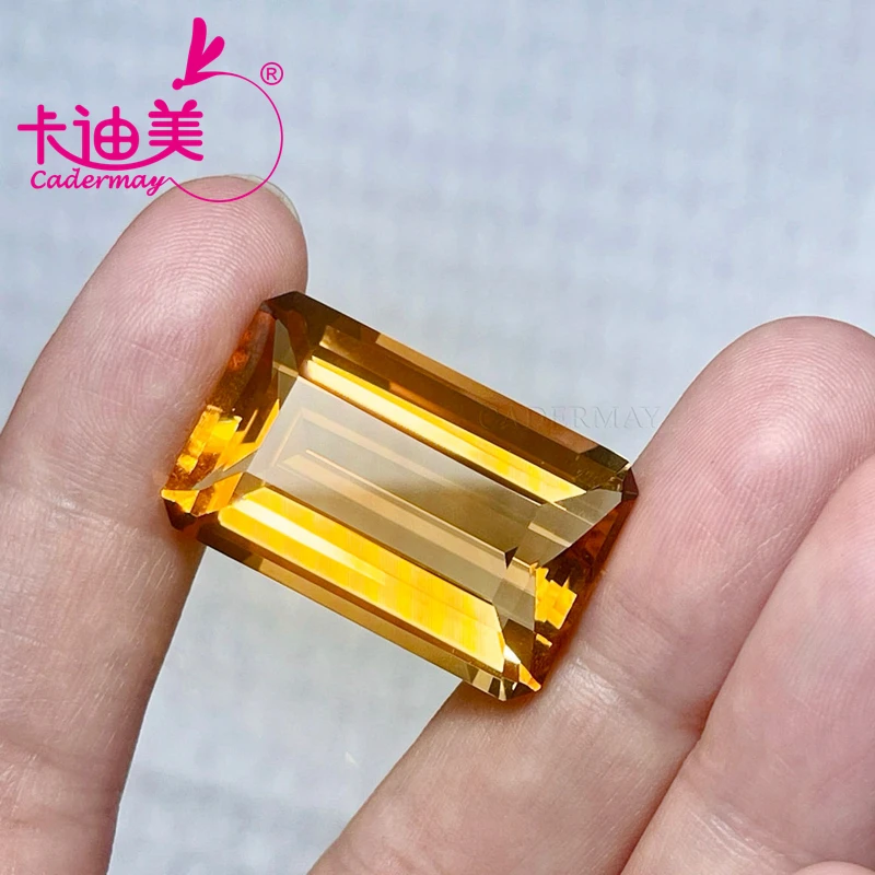 CADERMAY Octangonal Shape Natural Citrine Loose Stone With GRC Certificate  Beads For Jewelry Making