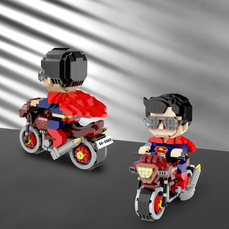 Super Heroes 3D Puzzle Micro Building Blocks Figure Superman Motorcycle Model Movie Mini Bricks Toys for Kids Birthday Gifts