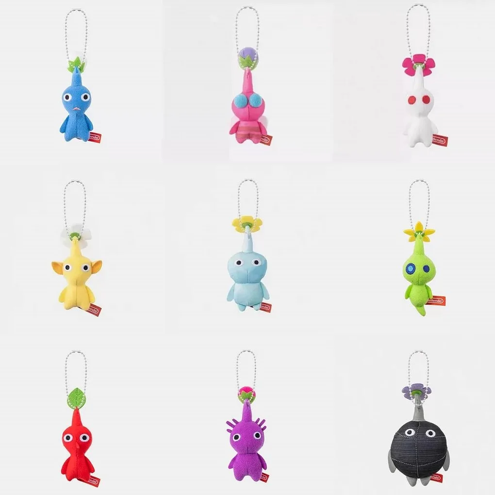 Hot mini plush Pikmin keychain soft filled bag charm pendant decoration red, yellow, blue multi-color toy hanging gift