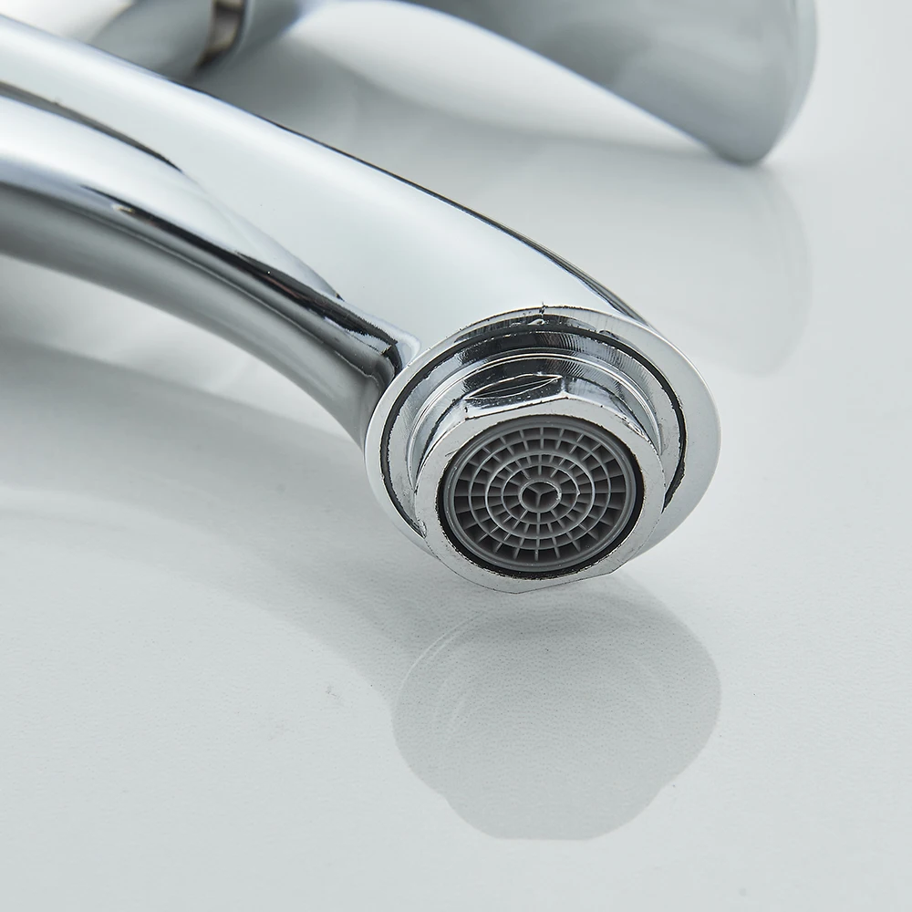 Chromowana bateria umywalkowa bateria zlewozmywakowa do montażu na pokładzie pojedynczy uchwyt pojedynczy otwór bateria zimnej ciepłej wody bateria umywalkowa do łazienki