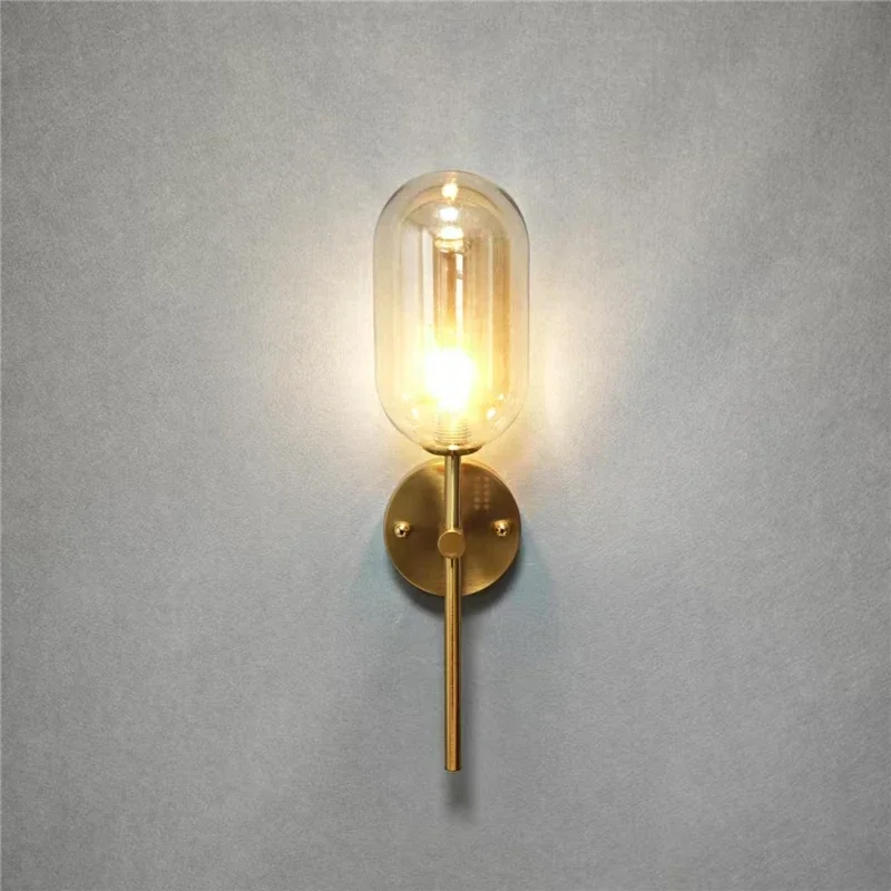 Modern Cognac Glass Wall Lamps Nordic Minimalism Creative Decorative Lighting Fixtures Living Room Bedroom Bedside Wall Lights