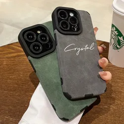 Luxury Lamskin Leather Personalized Name Case For iPhone 16 15 14 13 12 Pro Max Customized DIY Soft Shockproof Cover 11 Pro Max