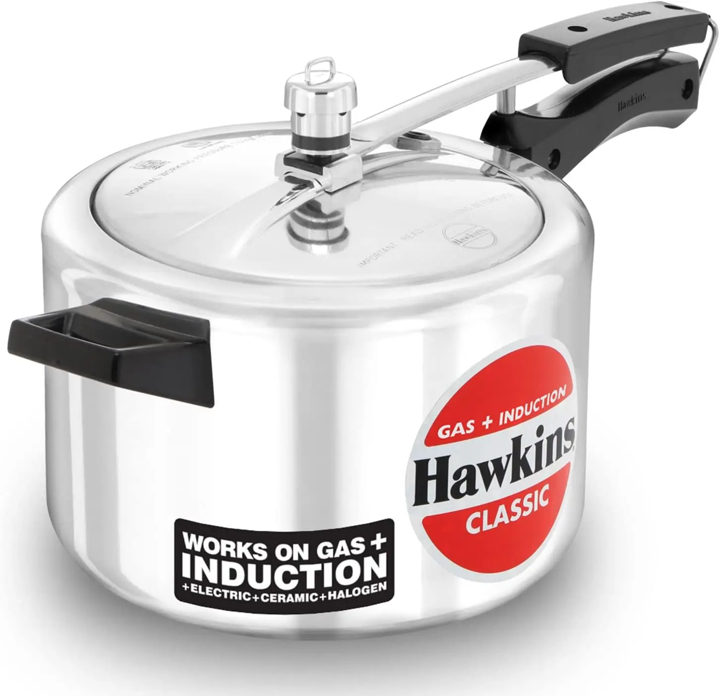 

5-Liter Aluminum Pressure Cooker with Induction Lid, Silver Classic Design for Efficient Cooking