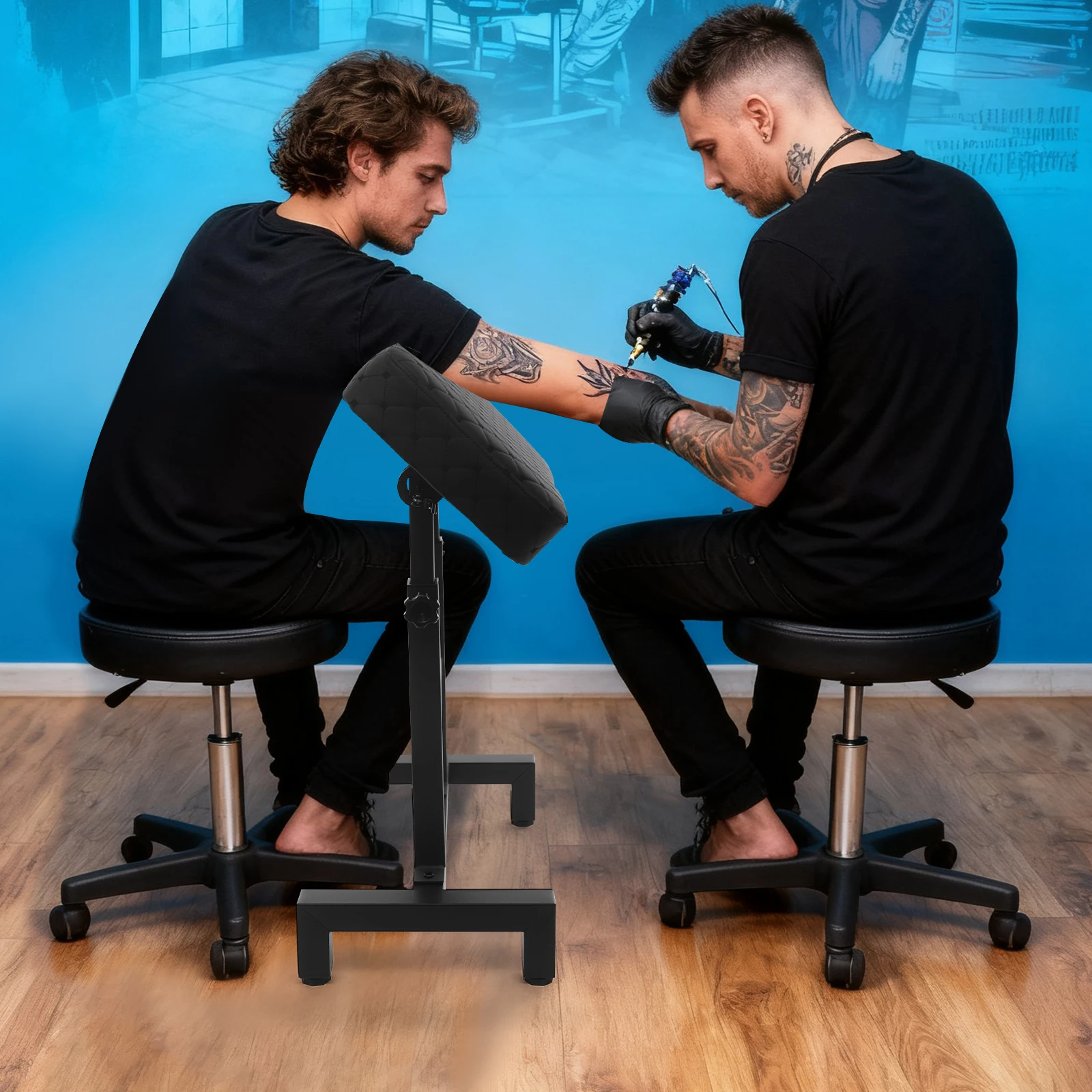 Höhenverstellbarer Tattoo-Armstützenständer mit 180 ° Kissen mit Neigungswinkel, Schaumstoffgepolsterte Armlehnenhalterung für ein Komfortables Tätowiererlebnis – Detail 6