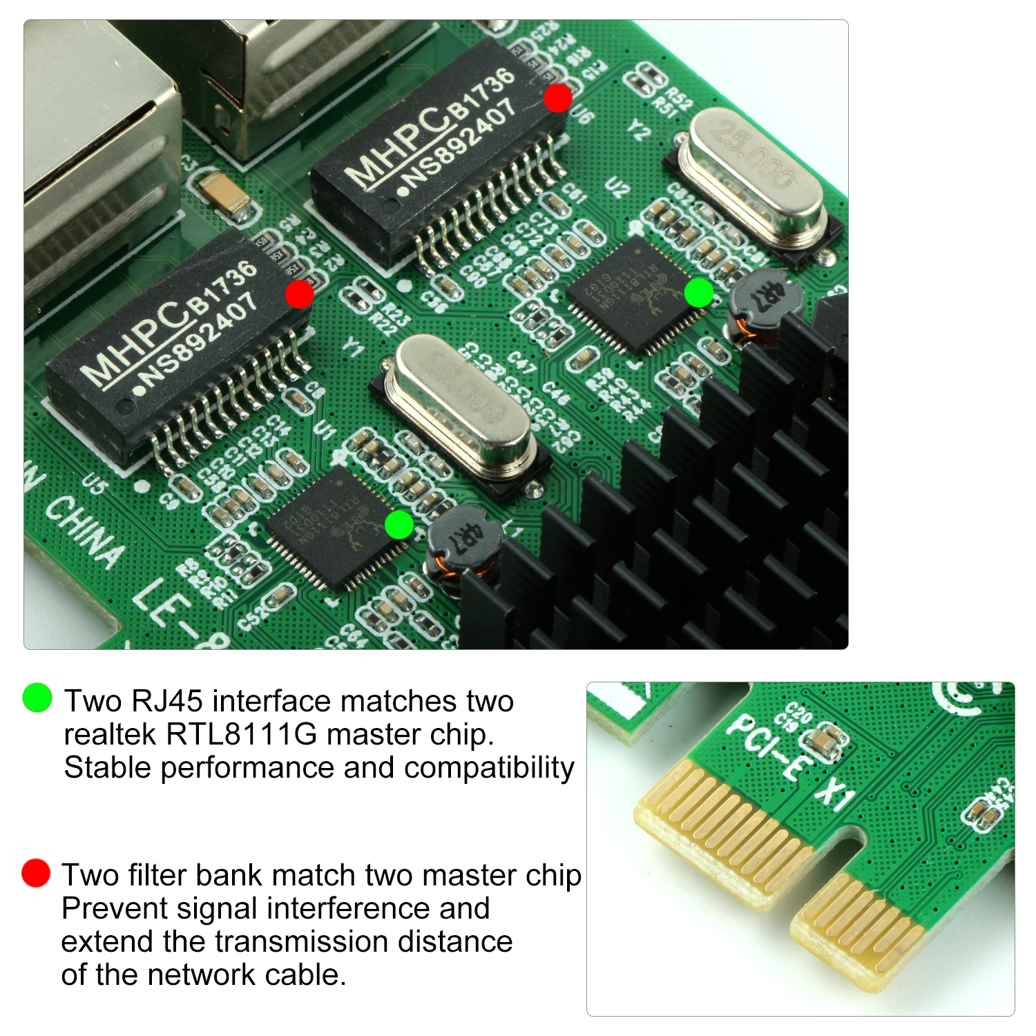 Ubit RJ45 Gigabit PCI Express Network Adapter , PCI Express PCIe Network Card Gigabit Ethernet LAN Card 10/100/1000 Mbps for