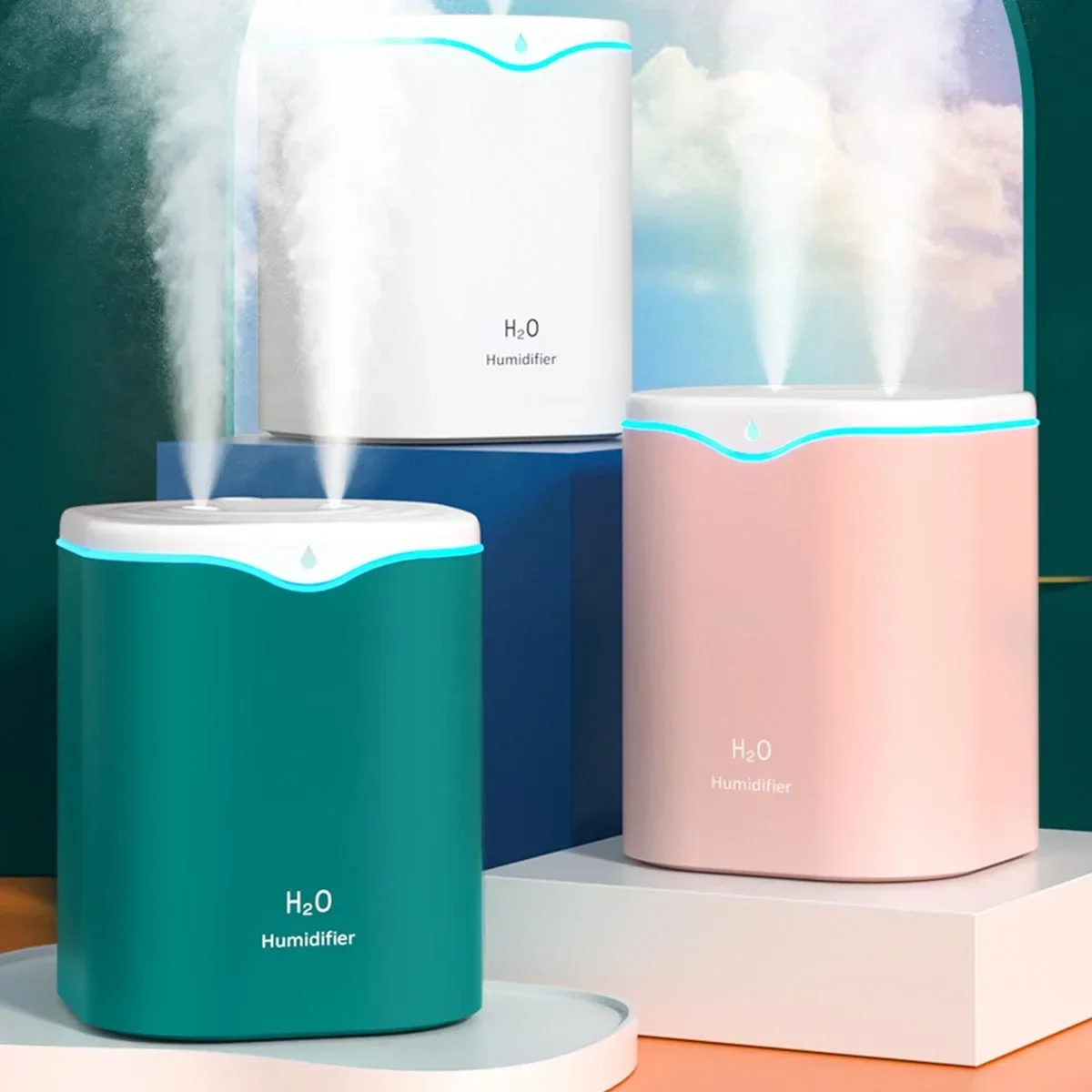 Air Humidifier 2L Tank Water Drop Humidifier Air Purifier Aroma Diffuser USB Air Diffuser Fogger Mist Essential Oil Diffuser