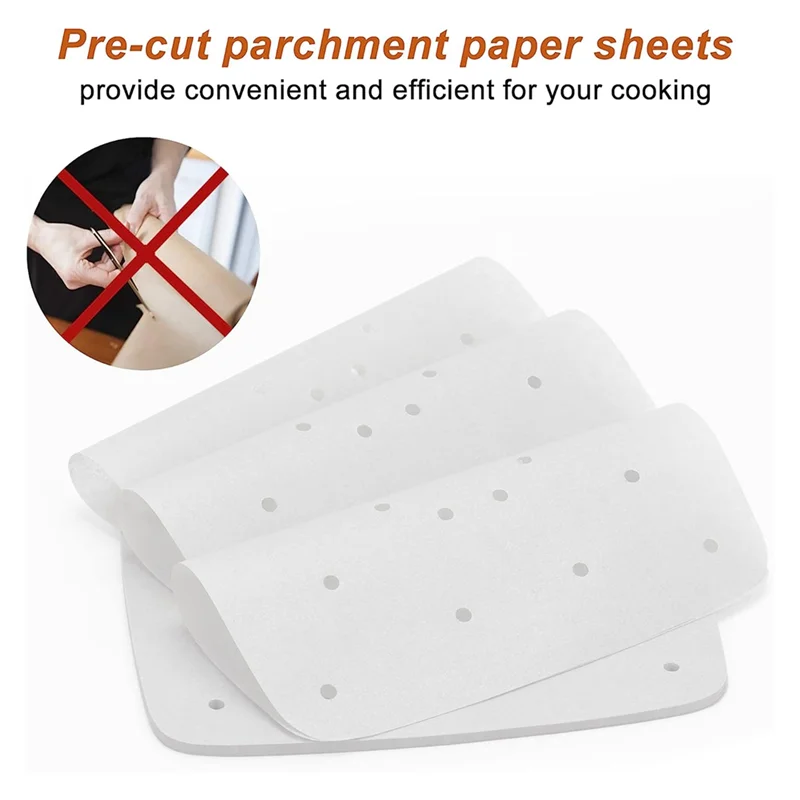 ورق زبدة للمقلاة الهوائية A74X 100 قطعة 8.5 بوصة ورق مثقوب مربع غير مبيض لمقالي الهواء/الخبز/الطبخ
