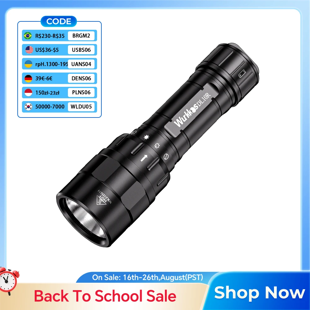 Wurkkos DL10R Tauchlampe XHP70.2 LED-Taschenlampen 4500 lm 21700 USB-C wiederaufladbarer Drehschalter Magnetsteuerung