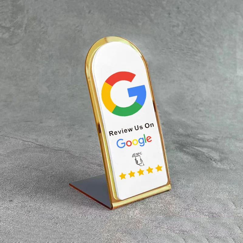 NFC Google Tap to Review Stand - Table Display for Google Reviews NFC Acrylic Stand Display