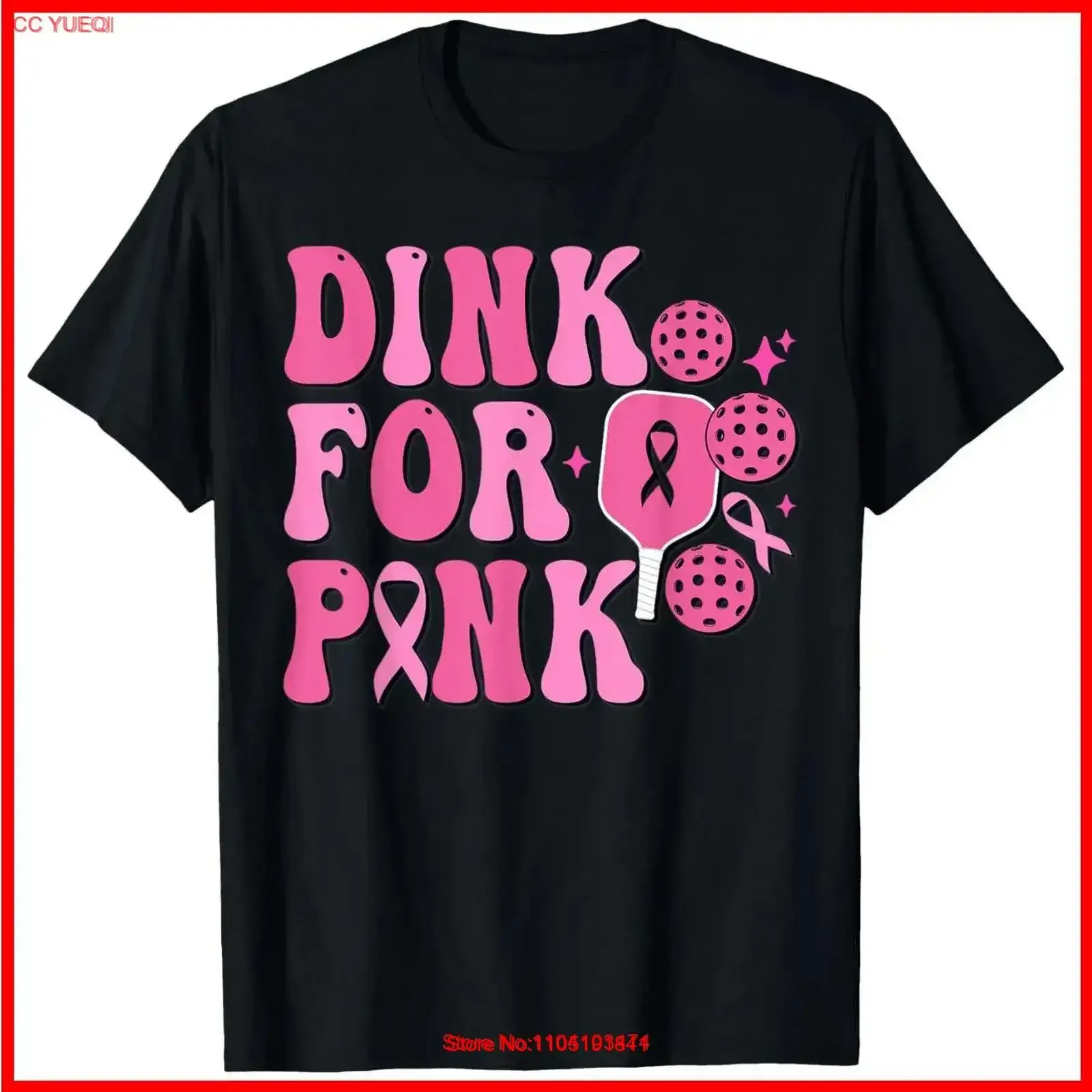 Dink For Pink Breast Cancer Awareness Pickleball Ribbon Black T Shirt S 5XL vintage Washed Slightly fashion