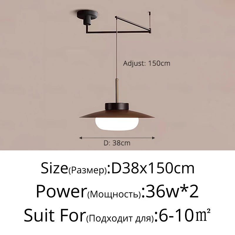 Oogzorg Swing Arm Restaurant LED-hanglamp met beweegbaar walnoothout Oude stijl Bar Eetkamer Gastgezin Hanglamp