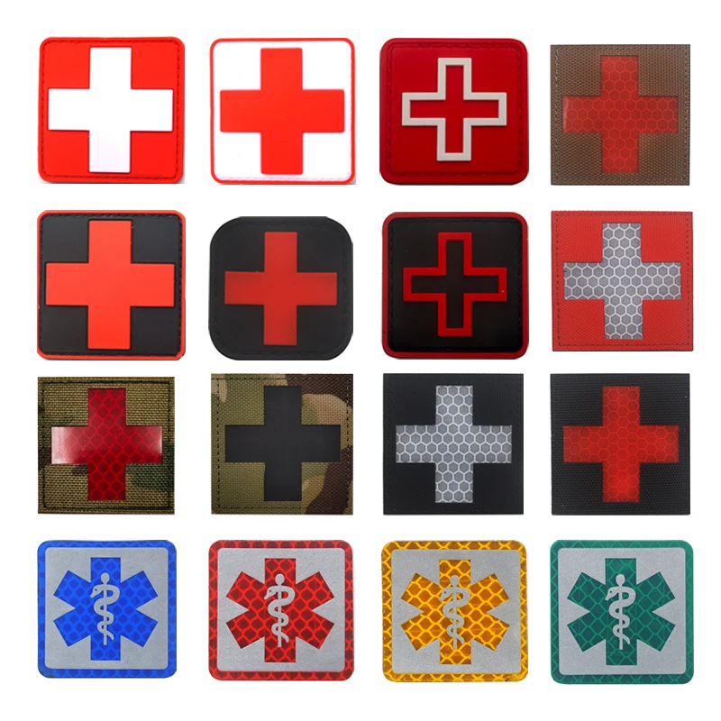 Multiple Type Rescue MEDIC First Aid Combat Rubber Cross Military EMT Reflective IR Paramidic Patch For Bag Cloth Doctor