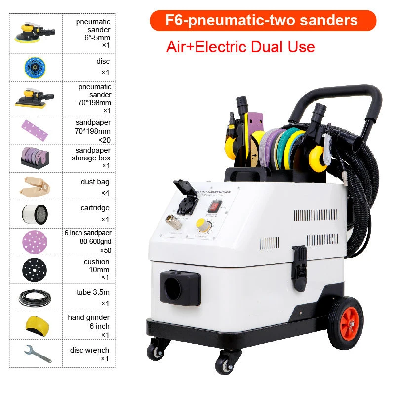 Certified Pneumatic Industrial Grade Automotive Dust Extractor Dust-Free Car Body Paint Sanding Machine with Variable Speed