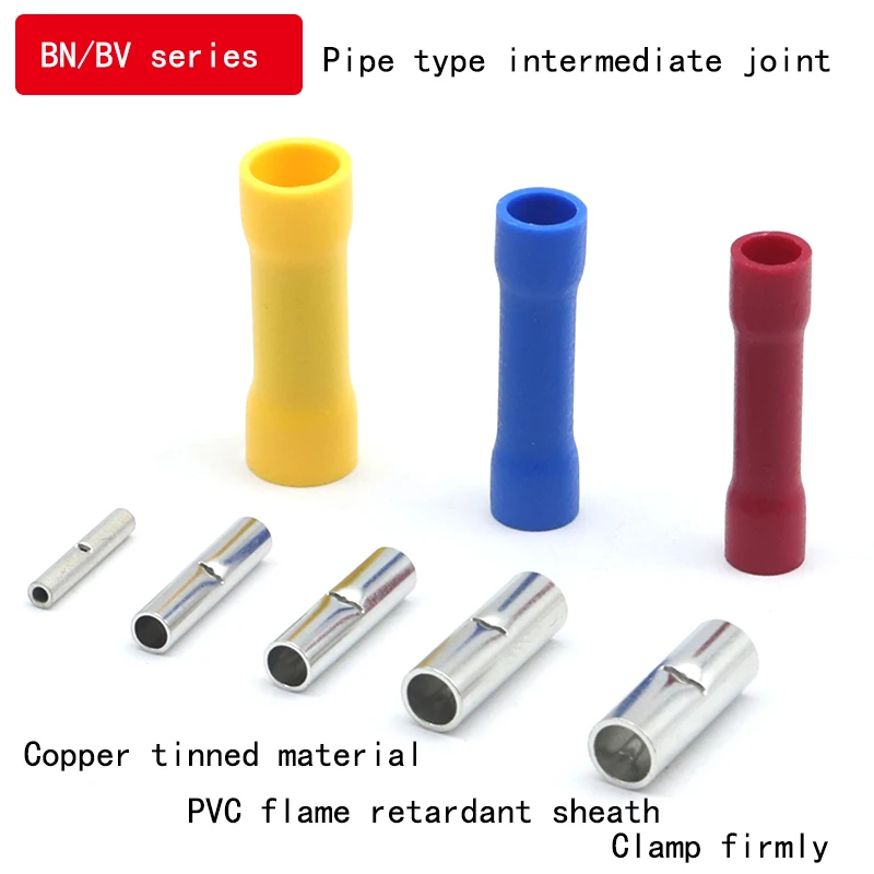 100 szt. Czerwone/niebieskie/żółte złącza stykowe zaciskane 12-10/22-16 AWG złącze stykowe w pełni izolowane złącza stykowe z drutu PVC — zdjęcie 3