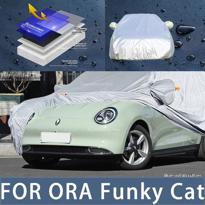 

For ORA Funky Cat Outdoor Protection Full Car Covers Snow Cover Sunshade Waterproof Dustproof Exterior Car accessories