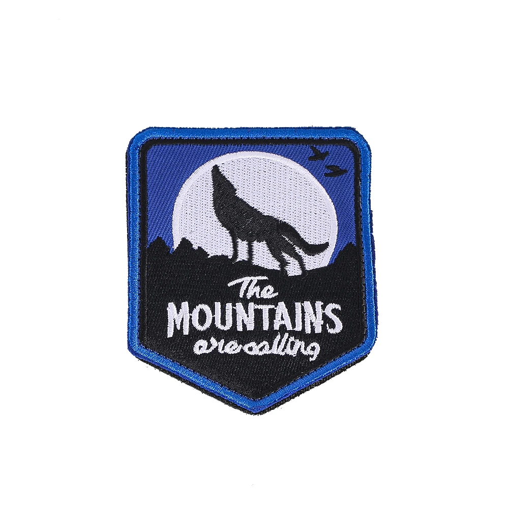Die Berge rufen Wolf – bestickter Aufnäher mit Klettverschluss für Outdoor-Rucksack, Jacke, Mütze, DIY-Applikation, Dekorationszubehör – Detail 6