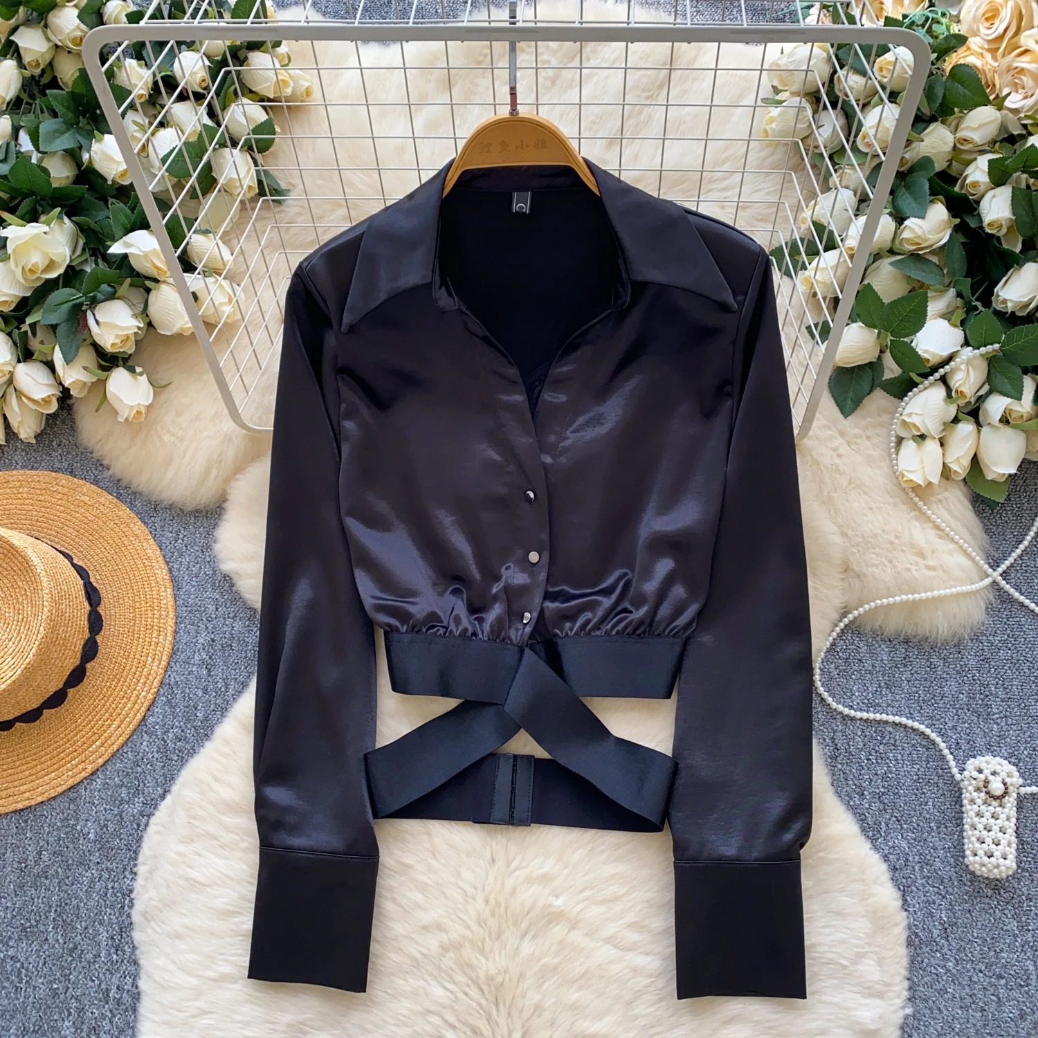 Elegante sexy oco para fora cruzado manga longa topo feminino moda coreana hotsweet high street roupas de outono