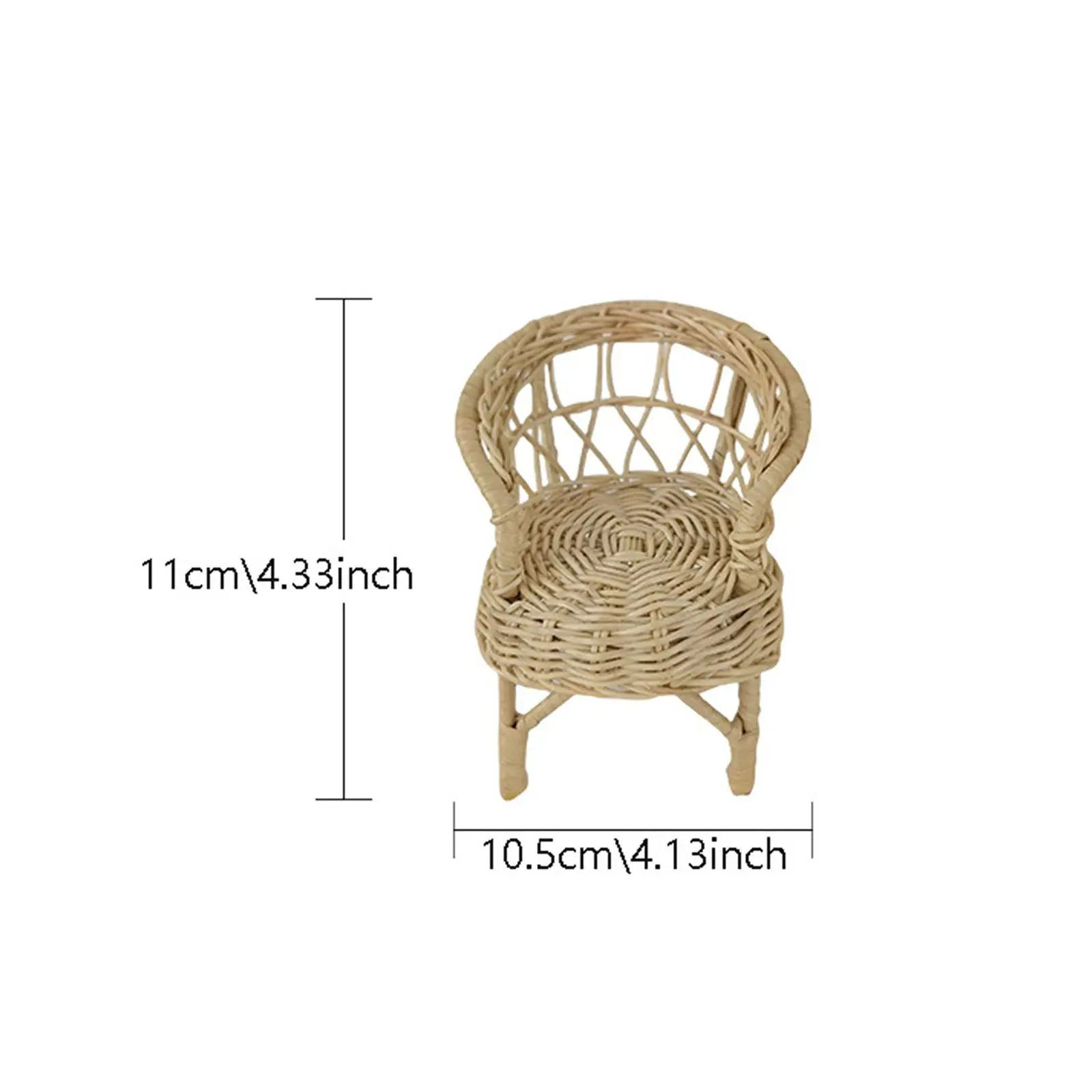 Chaise Miniature en Rotin pour Maison de Course, Décoration, Fabrication Fine, Modèle 1/12