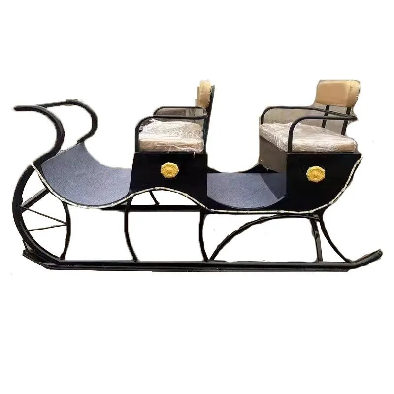 

horse-drawn car, sled dog deer pull car, Harbin snow ice skating