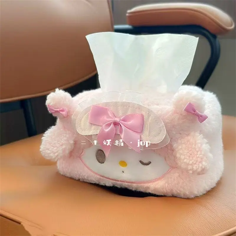 

Kawaii My Melody Sanrio студенческая милая мультяшная плюшевая коробка для салфеток, домашняя коробка для хранения салфеток для гостиной, украшение, подарок для детей