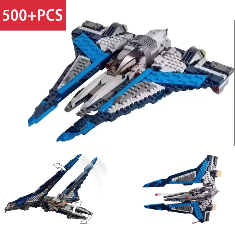 New 500+PCS Mandalorian Starfighter Compatible 75316 Fighter Spaceship Model Building Blocks DIY Star Wars Toy Kid Birthday Gift