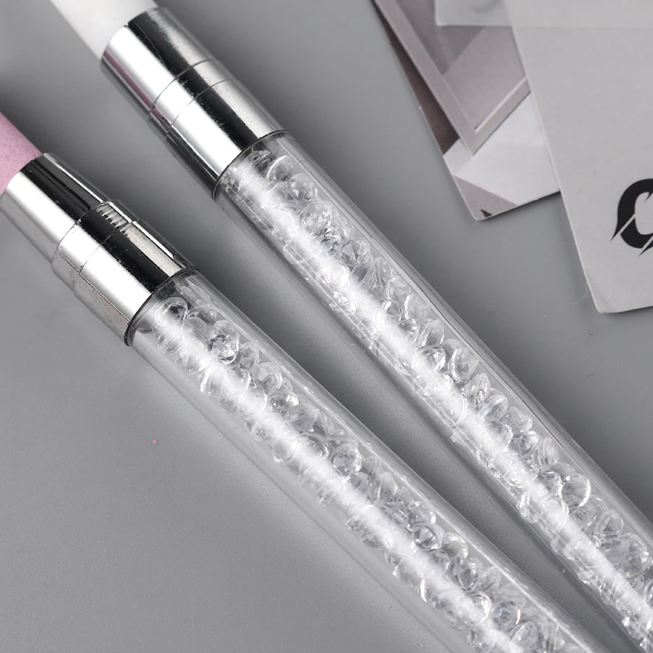 2 pezzi Penna per unghie a doppia testa Penna per molatura per unghie al quarzo viola Design per unghie Penna per unghie in silicone bianco Strumento multifunzionale