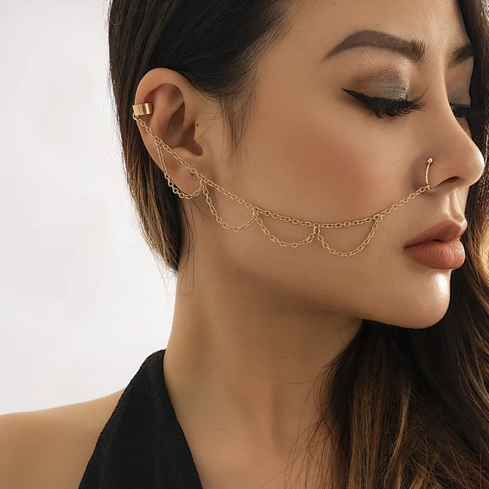 New Fashion Piercing Jewelry Temperament Women Earrings Cool Sweet Imitation Pearl Butterfly Tassel Chain