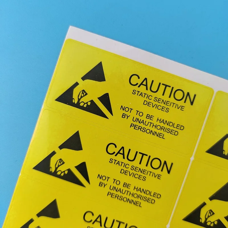 

500pcs 5.5x2.5cm Adhesive Antistatic ESD CAUTION Stickers Anti-static Warning Label Sensitive Electronics Packing Label